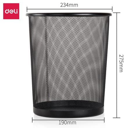 Deli E9188 metall to'rli qog'oz urnasi – qora, 27,5 sm