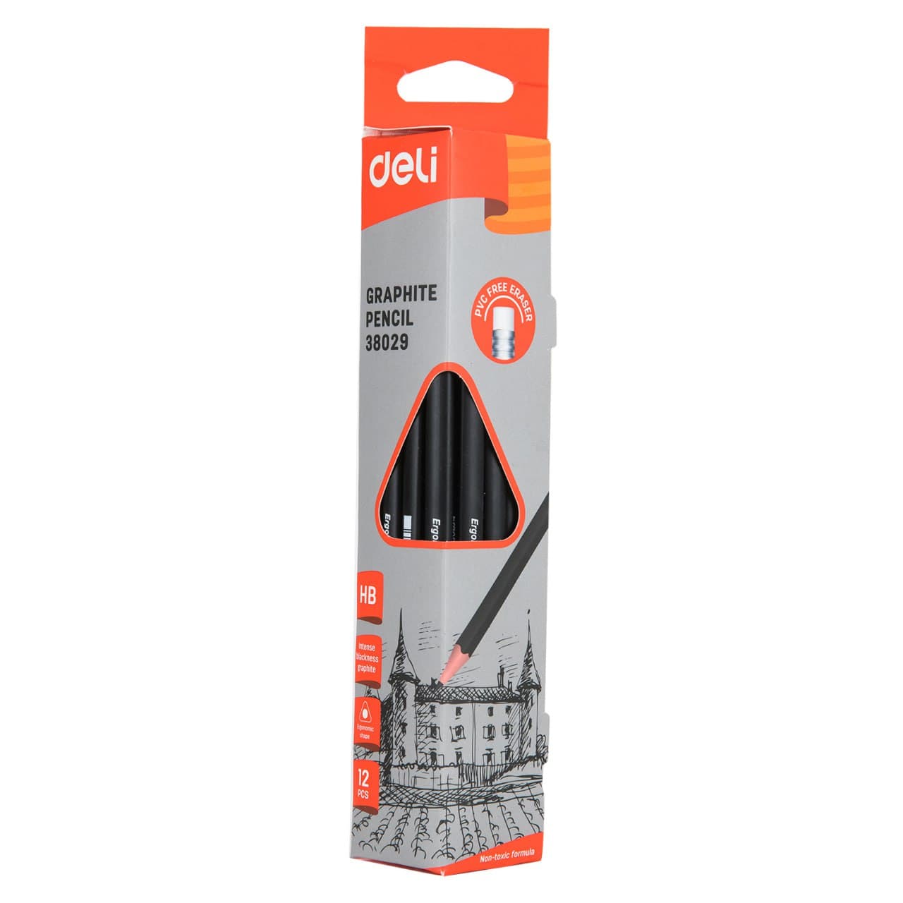DELI E38029 Qora Grafit Qalam (12 dona)