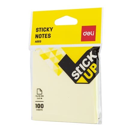 Deli EA00352 76×76 mm 100 varaqli sariq yopishqoq qog'oz
