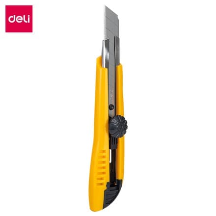 Deli E2043 канцелярский нож 18 мм snap‑off, ABS корпус, rotary lock, легкий 75 г – для офиса, школы и строительства