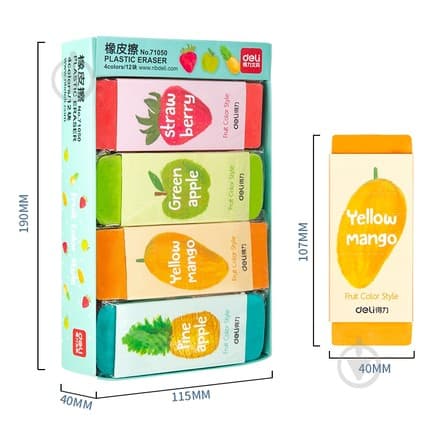 DELI 71050 – Многоцветный ластик с фруктовым дизайном