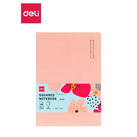 Deli N135G записная книжка A5 80л клетка розовый