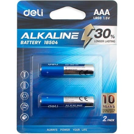 DELI AAA LR03 18504 – 2 шт, синий, 1.5 V