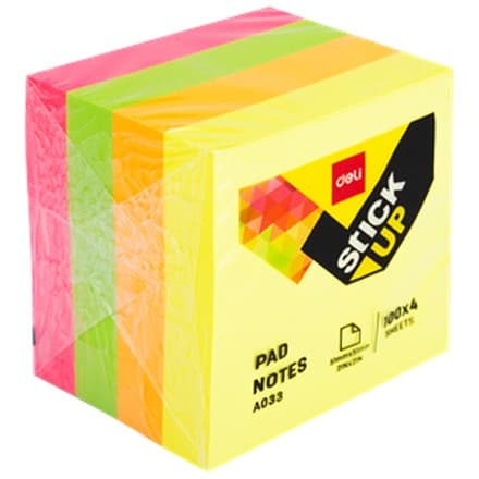 Deli EA03303 – 4 neon rangli yopishqoq qog'oz