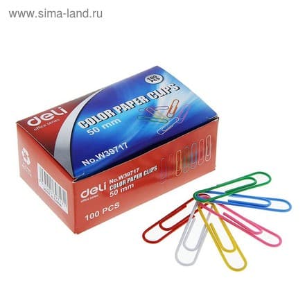 Deli 50 mm rangli skrepkalar, 100 dona