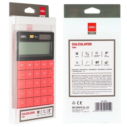 Deli E1589 – Qizil 12‑razryadli Desktop Kalkulyator