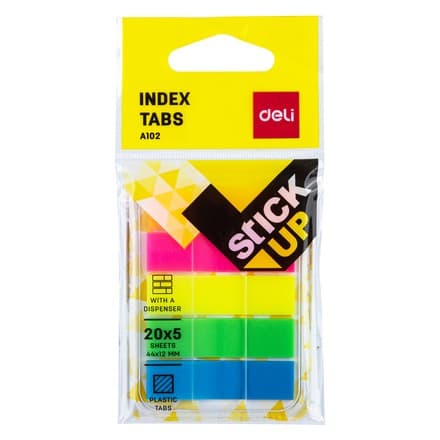 Deli EA10202 – 44×12 mm 5‑цветные индексные вкладки